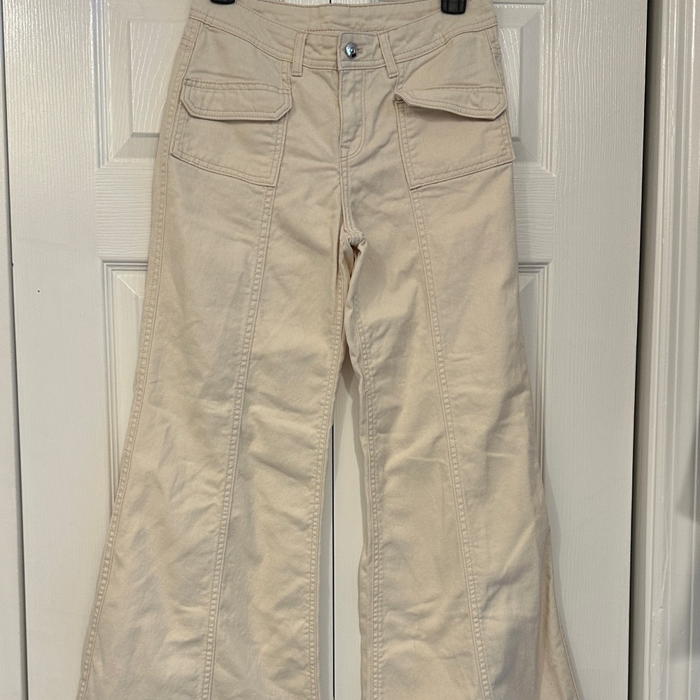 H&M Cream Wide-Leg Pants